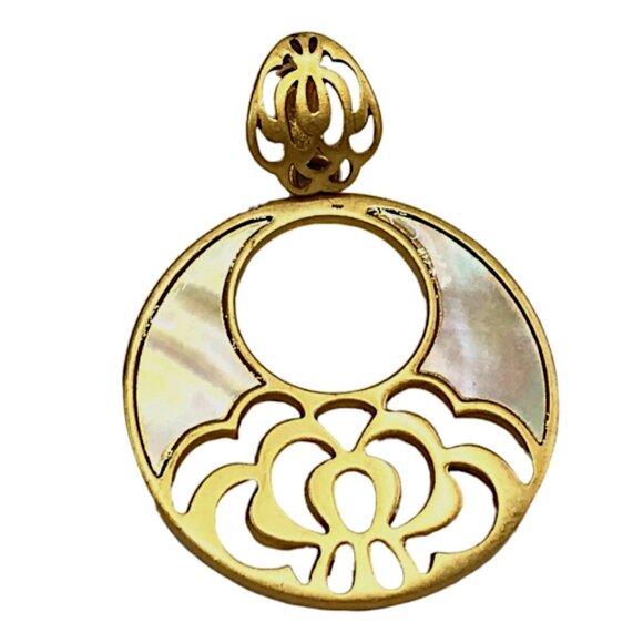 Lia Sophia 'Veranda' Matte Gold Mother of Pearl Slide Pendant ONLY - Picture 1 of 4